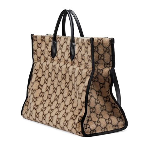 gucci wool tote beige|Gucci shopping tote.